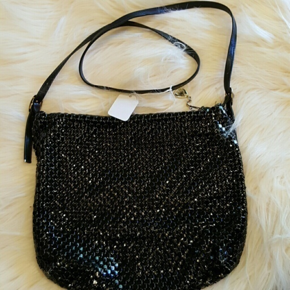 WHITING‎ AND DAVIS BLACK MESH CROSS BODY BAG